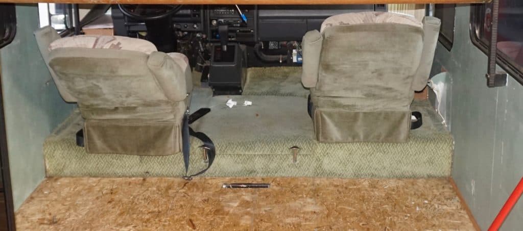 RV Cockpit Renovation - Old Carpet