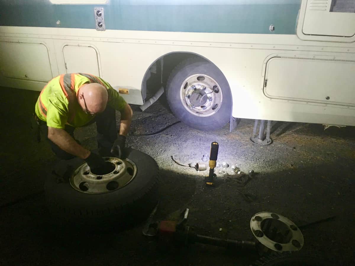RV tire change Life on Route