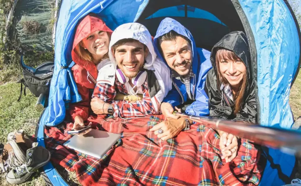 Campers In rain